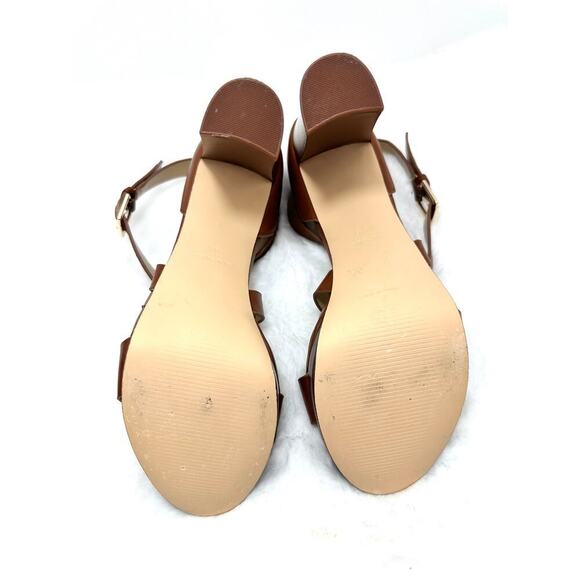 NINE WEST - FREYA, Dark natural GENUINE leather 4.75" platform sandals, SZ 10M - Picture 7 of 12